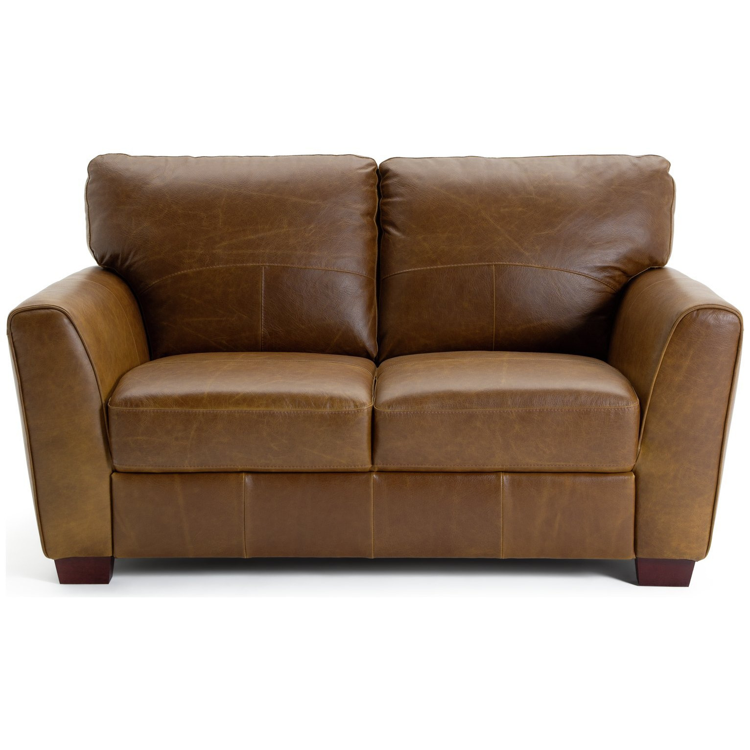 Habitat Milford Leather 2 Seater Sofa Tan by Habitat