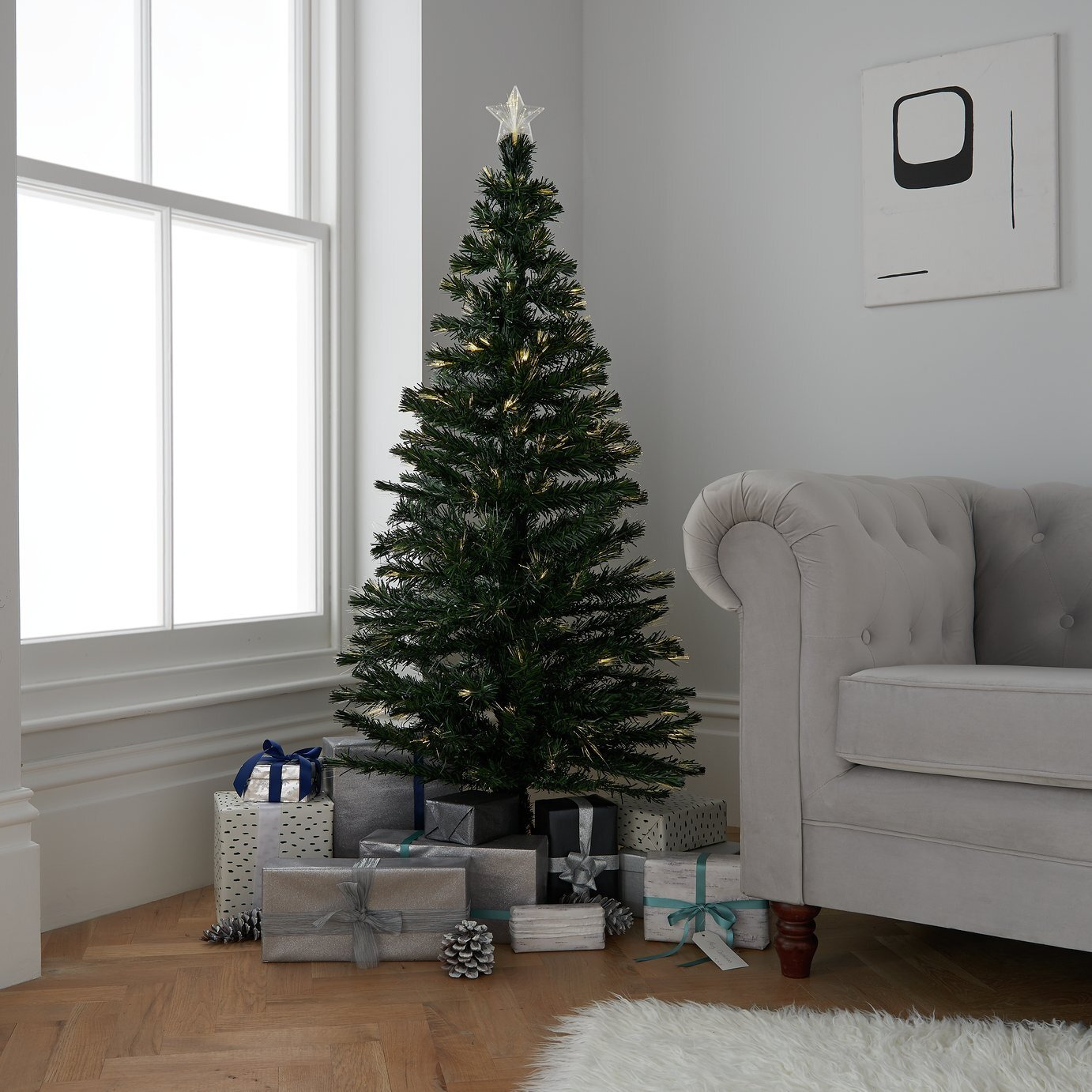 Habitat 5ft Fibre Optic Warm White Star Christmas Tree by Habitat