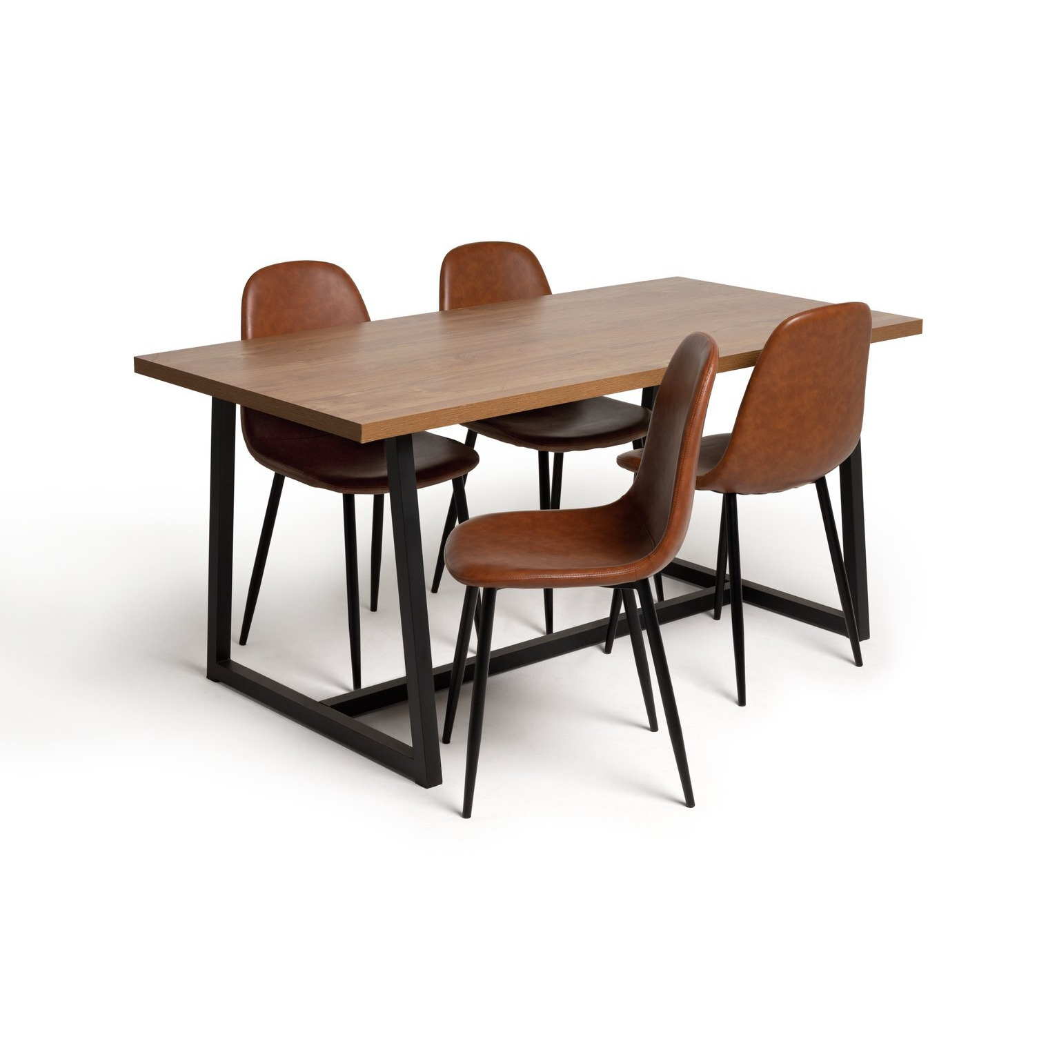Habitat Nomad Wood Dining Table & 4 Beni Tan Chairs by Habitat