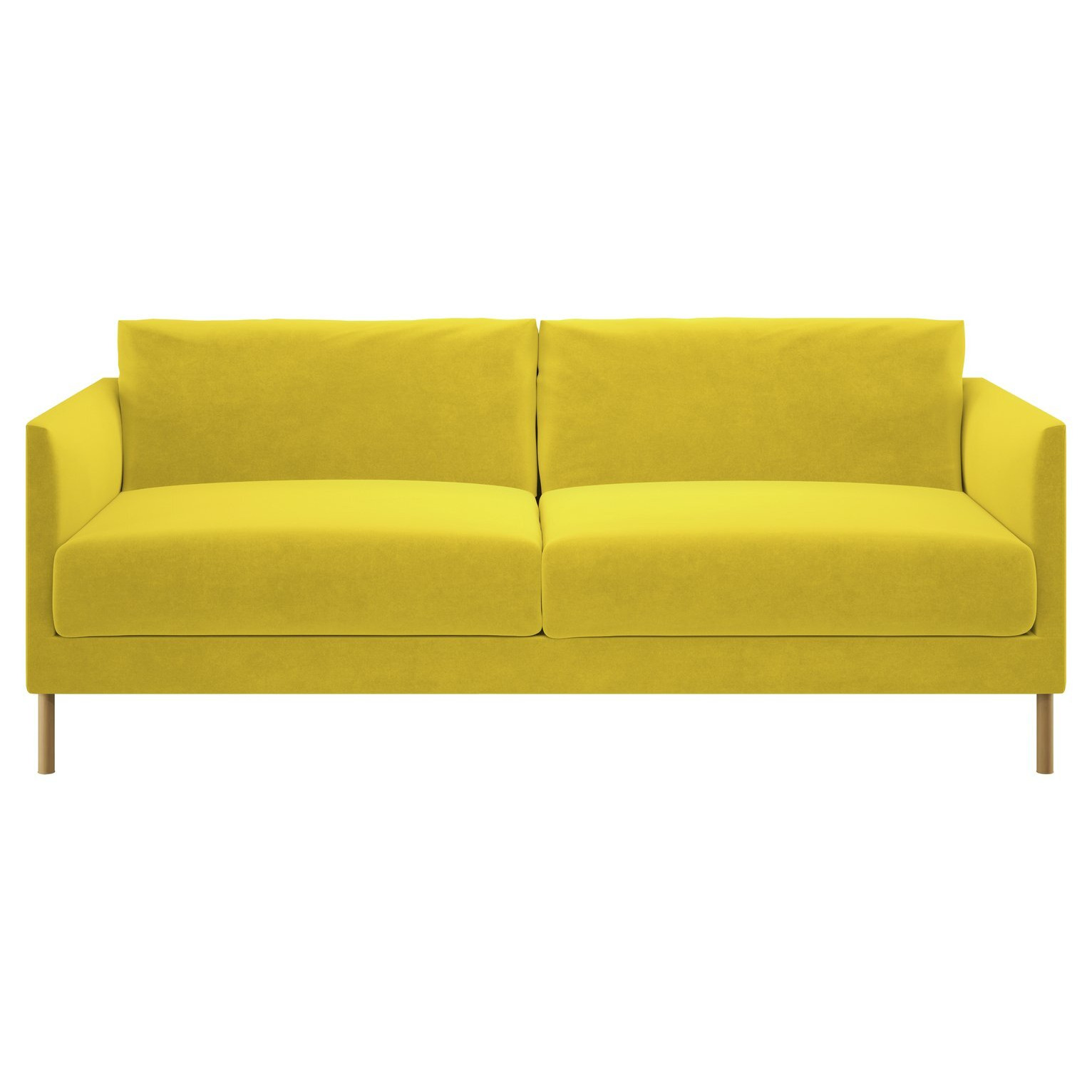 Habitat Hyde Velvet 3 Seater Sofa Yellow by Habitat