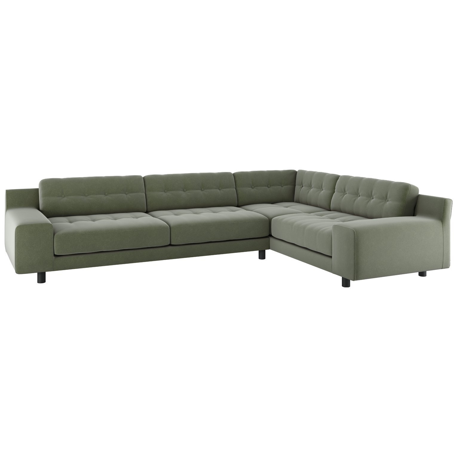 Habitat Hendricks Velvet Left Hand Corner Sofa Sage Green by Habitat