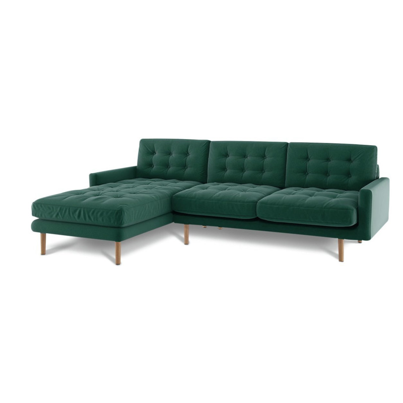 Habitat Fenner Fabric Left Hand Corner Chaise Sofa Green by Habitat