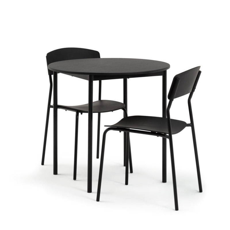Habitat Stella Wood Effect Dining Table & 2 Black Chairs by Habitat