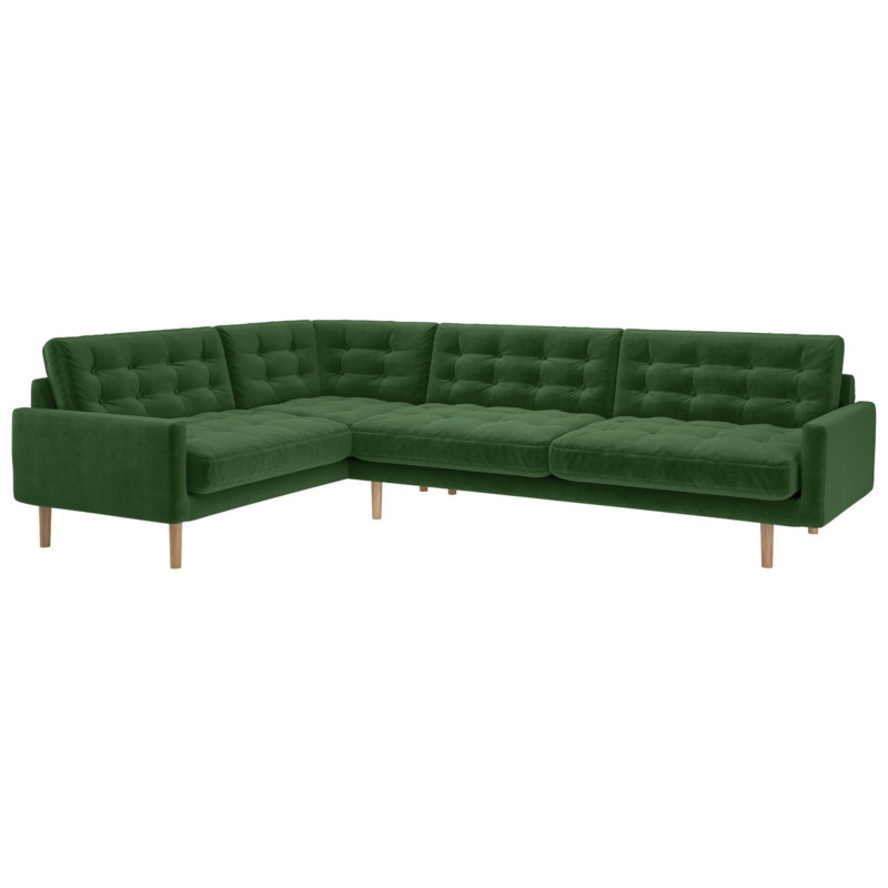 Habitat Fenner Velvet Right Hand Corner Sofa Moss Green by Habitat