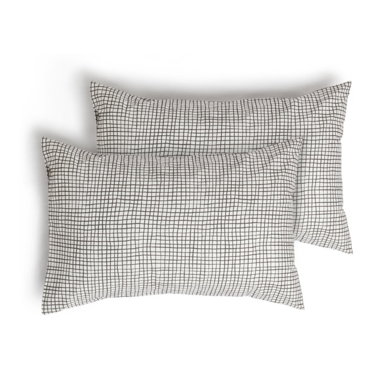 Habitat Willow Cotton Standard Pillowcase Pair White Black by Habitat