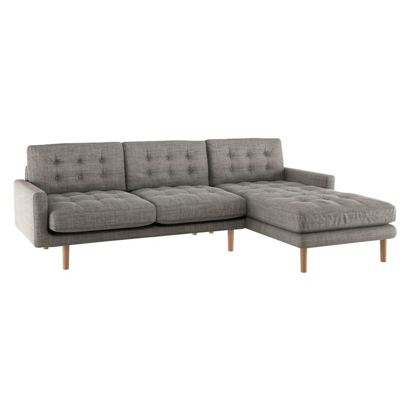 Habitat Fenner Right Hand Chaise Corner Sofa Black & White by Habitat
