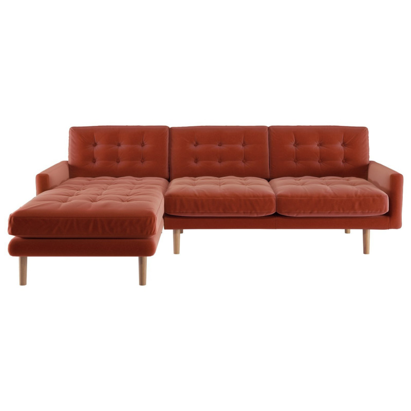 Habitat Fenner Fabric Left Hand Corner Chaise Sofa Orange by Habitat