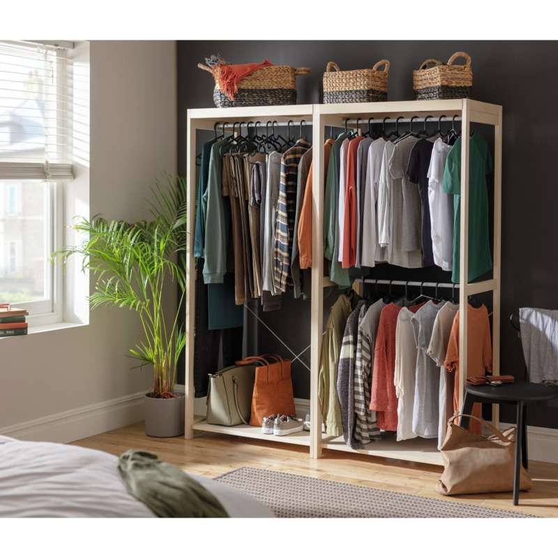 Habitat Flicka Double & Single Rail Wardrobe Set Pine by Habitat