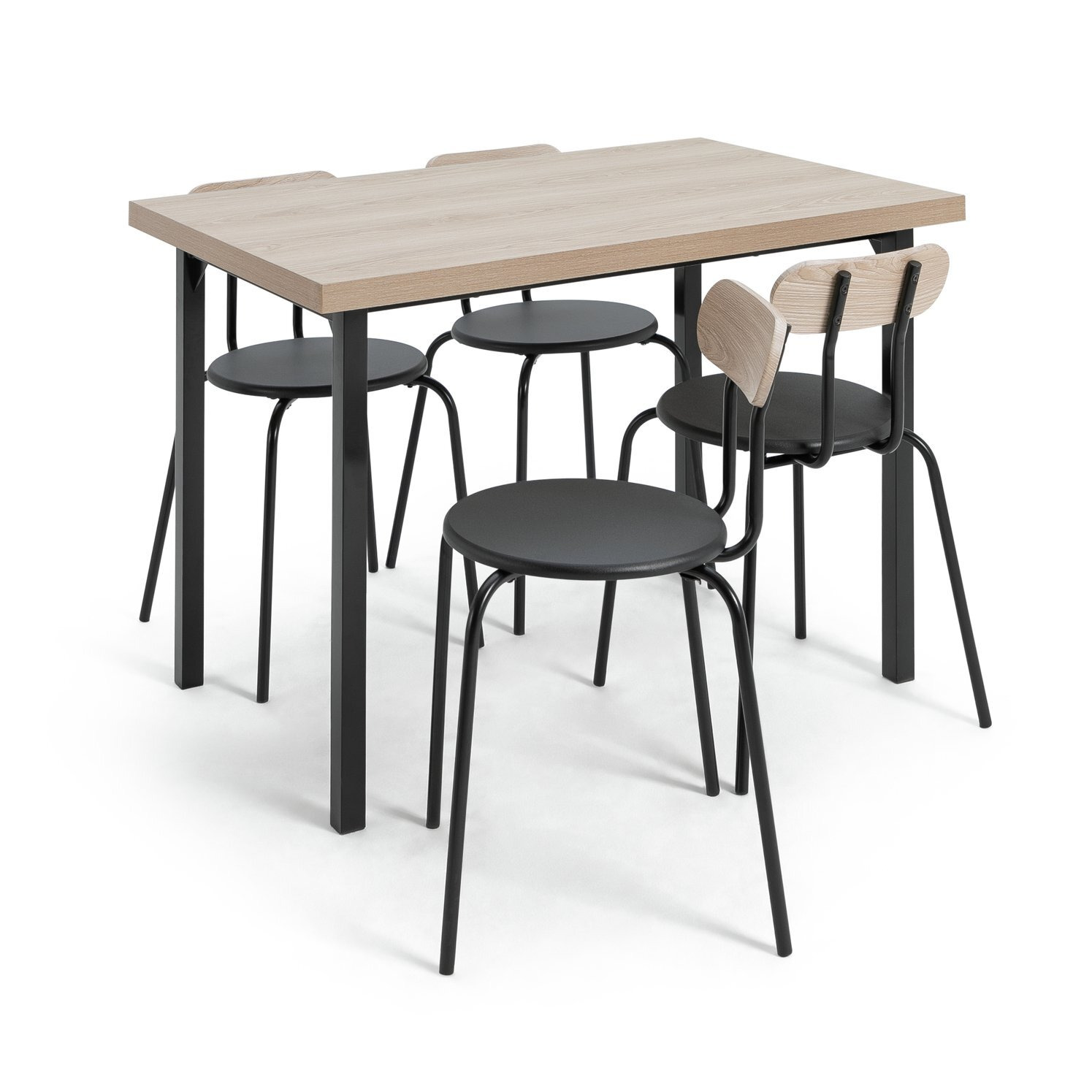 Habitat Zayn Wood Effect Dining Table & 4 Black Chairs by Habitat