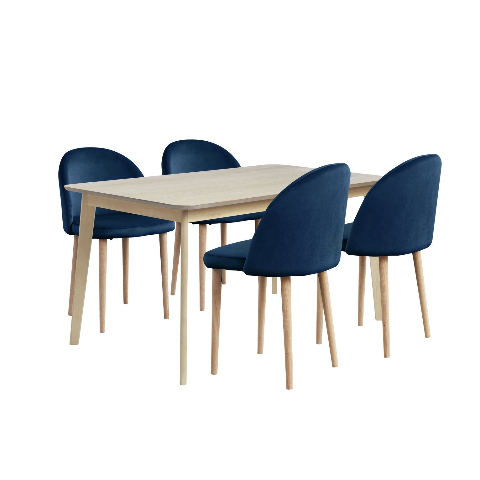 Habitat Skandi Solid Wood Dining Table & 4 Navy Chairs by Habitat