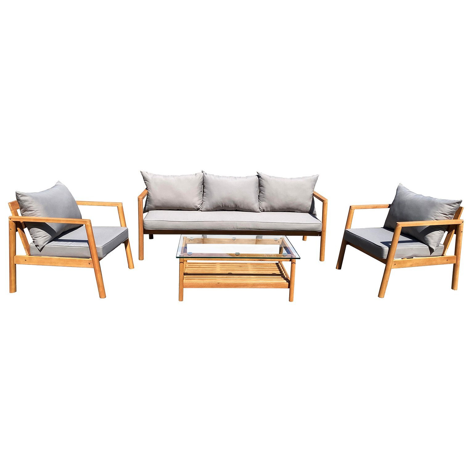 Habitat Hanson 5 Seater Wooden Garden Sofa Set Grey by Habitat
