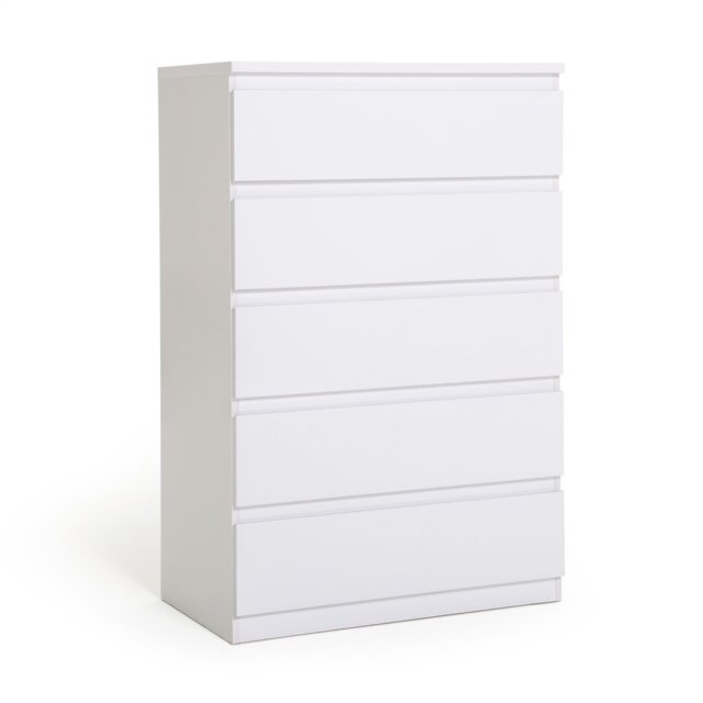 Habitat Jenson 5 Drawer Chest - White Gloss by Habitat | ufurnish.com