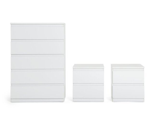 Habitat Jenson 2 Bedside & 5 Drawer Chest Set - White Gloss by Habitat ...