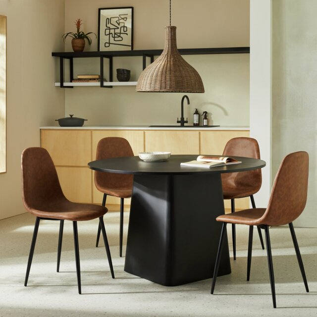Habitat Arelo Round 4 Seater Dining Table - Black by Habitat | ufurnish.com