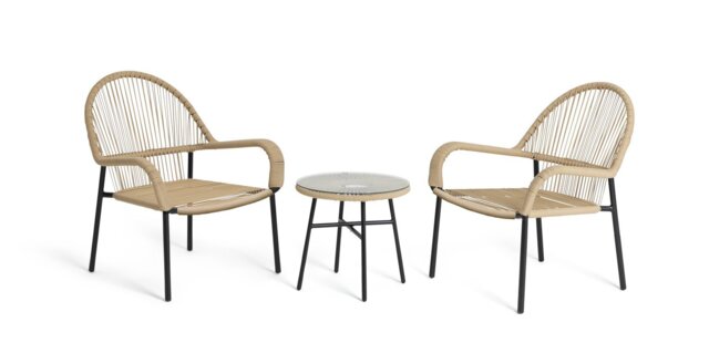 Habitat Java 2 Seater Metal Garden Bistro Set - Natural | uFurnish.com