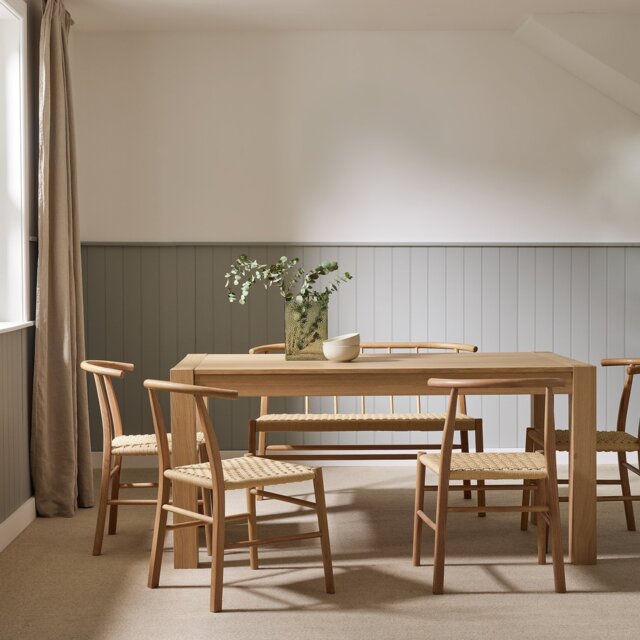 Habitat Alston Oak Dining Table, 1 Bench & 4 Chairs by Habitat | ufurnish.com
