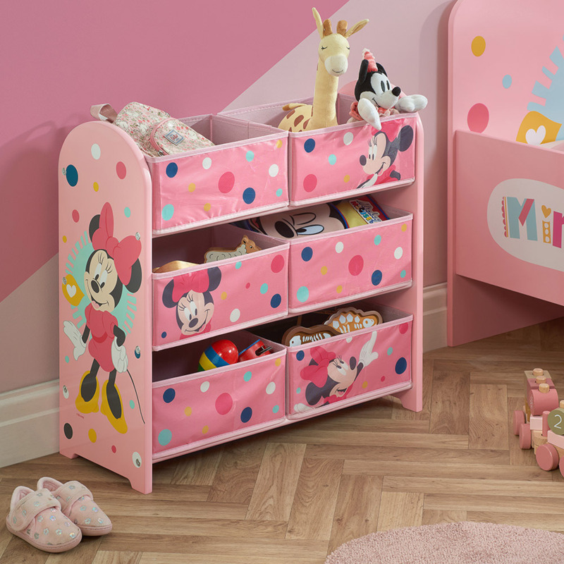 Disney Minnie Mouse 6 Drawer Storage Unit Pink Wooden Happy