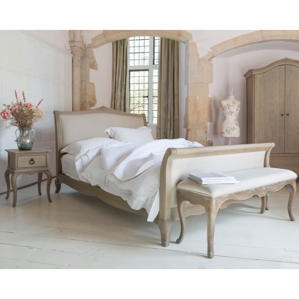 Camille - King Size - French Bed - Oak and White - Wooden - High Foot ...
