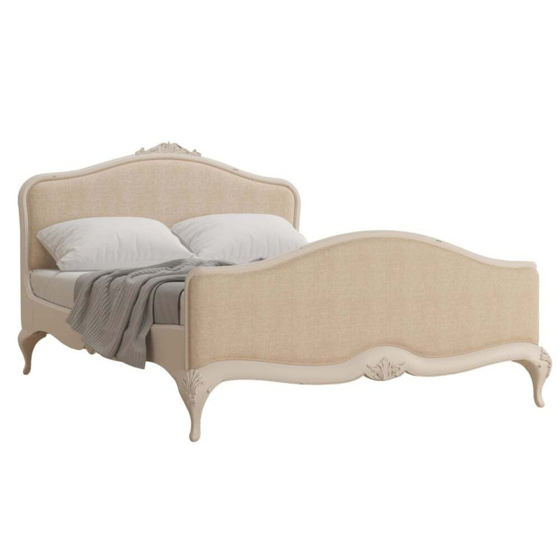 Ivory - King Size - French Bed - Ivory - Fabric and Wooden - 5ft ...