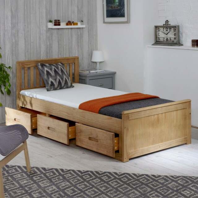 Mission - Small Double - Storage Bed - Drawers - Waxed Pine - Wooden ...