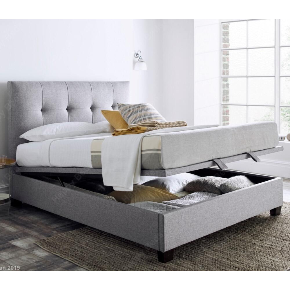 Walkworth Super King Size Ottoman Bed Light Grey Fabric 6ft