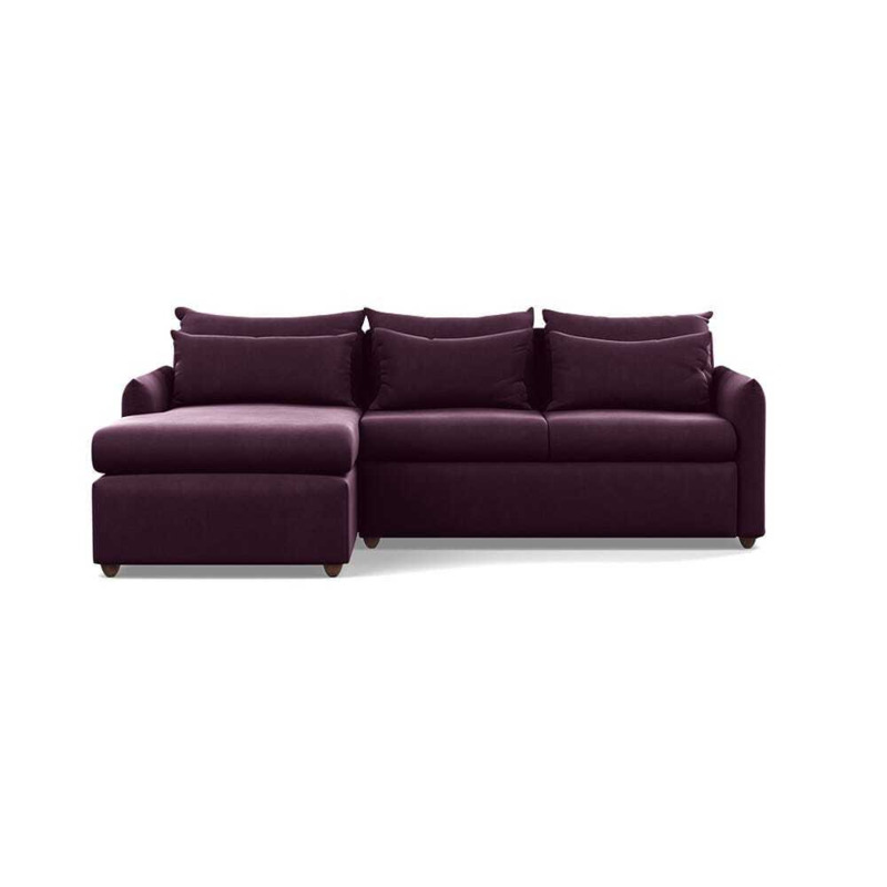 Heal's Pillow Medium Left Hand Corner Chaise Sofa Bed Velvet Grape