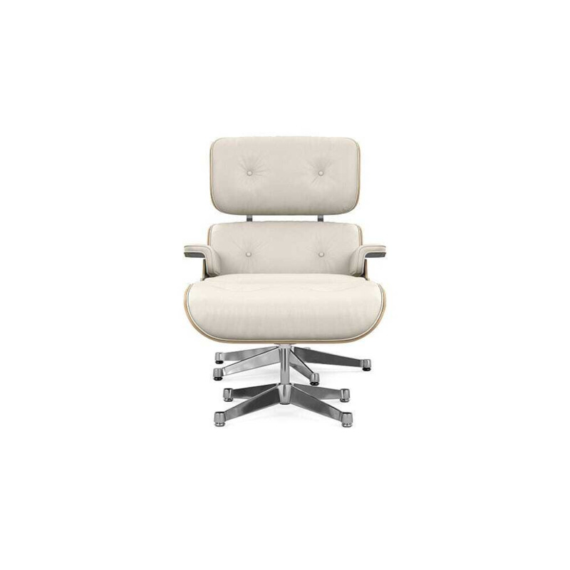 Vitra Eames Lounge Chair & Ottoman New Dims White Pig. Walnut Polished