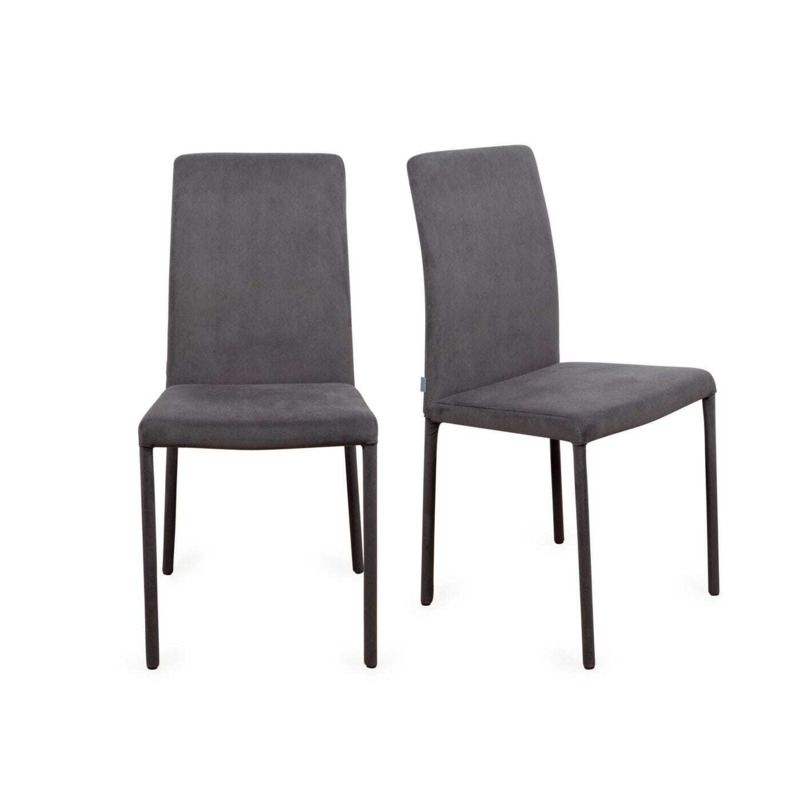 Heal's Bronte Pair of Dining Chairs Plush Velvet Asphalt Grey by Heal's