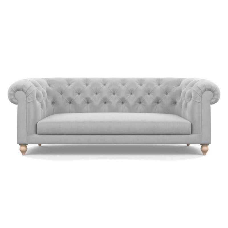 Heal's Fitzrovia 3 Seater Sofa Velvet Platinum Natural Feet Heal's UK