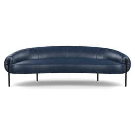 Heal's Isola 3 Seater Sofa Leather Stonewash Navy Blue 279 Black Feet - Heal's UK Furniture
