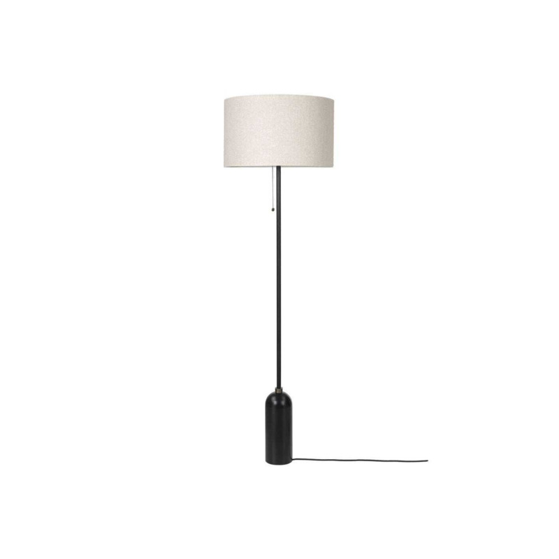 Gubi Gravity Floor Lamp Black Marble Base Canvas Shade Heal's UK