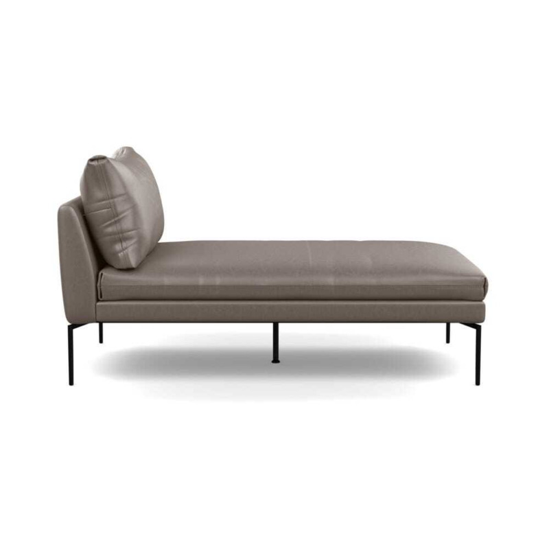 Heal's Matera Chaise Longue Leather Daino Elephant Grey Black Feet by