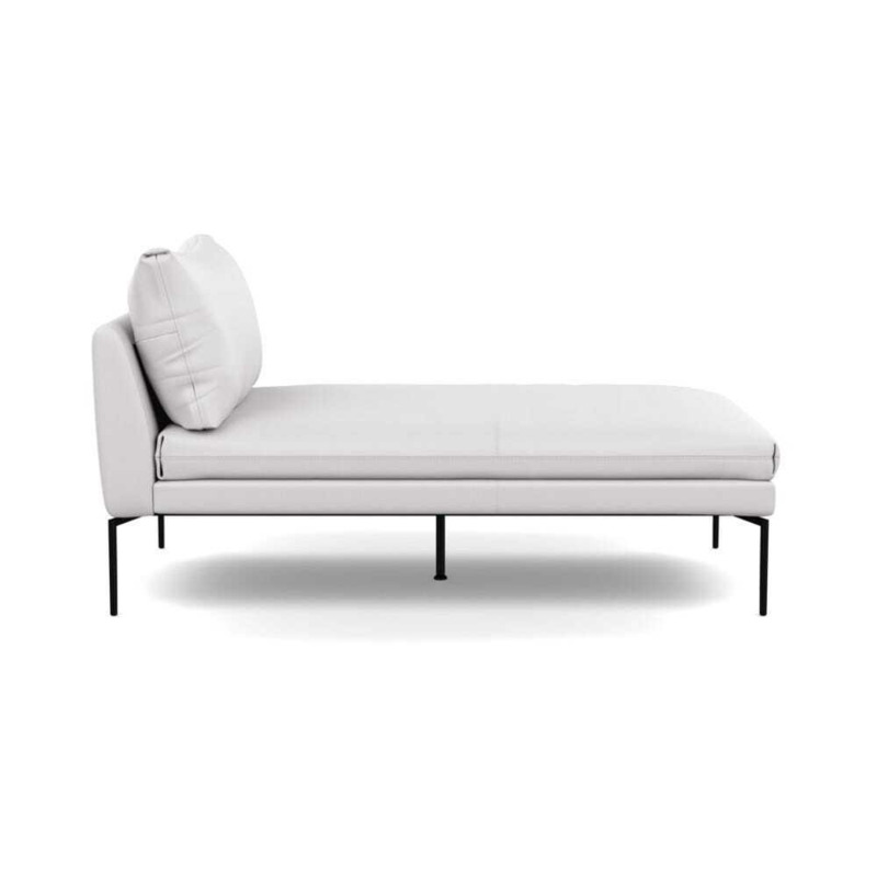 Heal's Matera Chaise Longue Leather Grain White 000 Black Feet by Heal