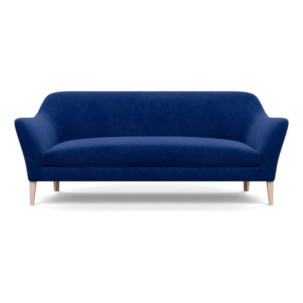 Heal's Wallis 4 Seater Sofa Smart Luxe Velvet Azure Natural Ash Feet by