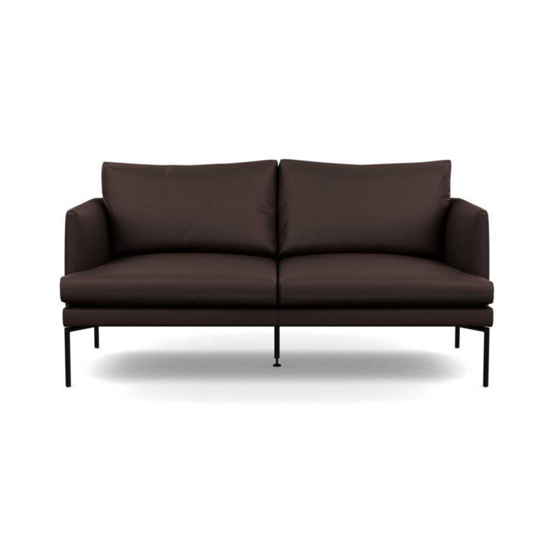 Heal's Matera 2 Seater Sofa Leather Grain Chocolate 066 Black Feet