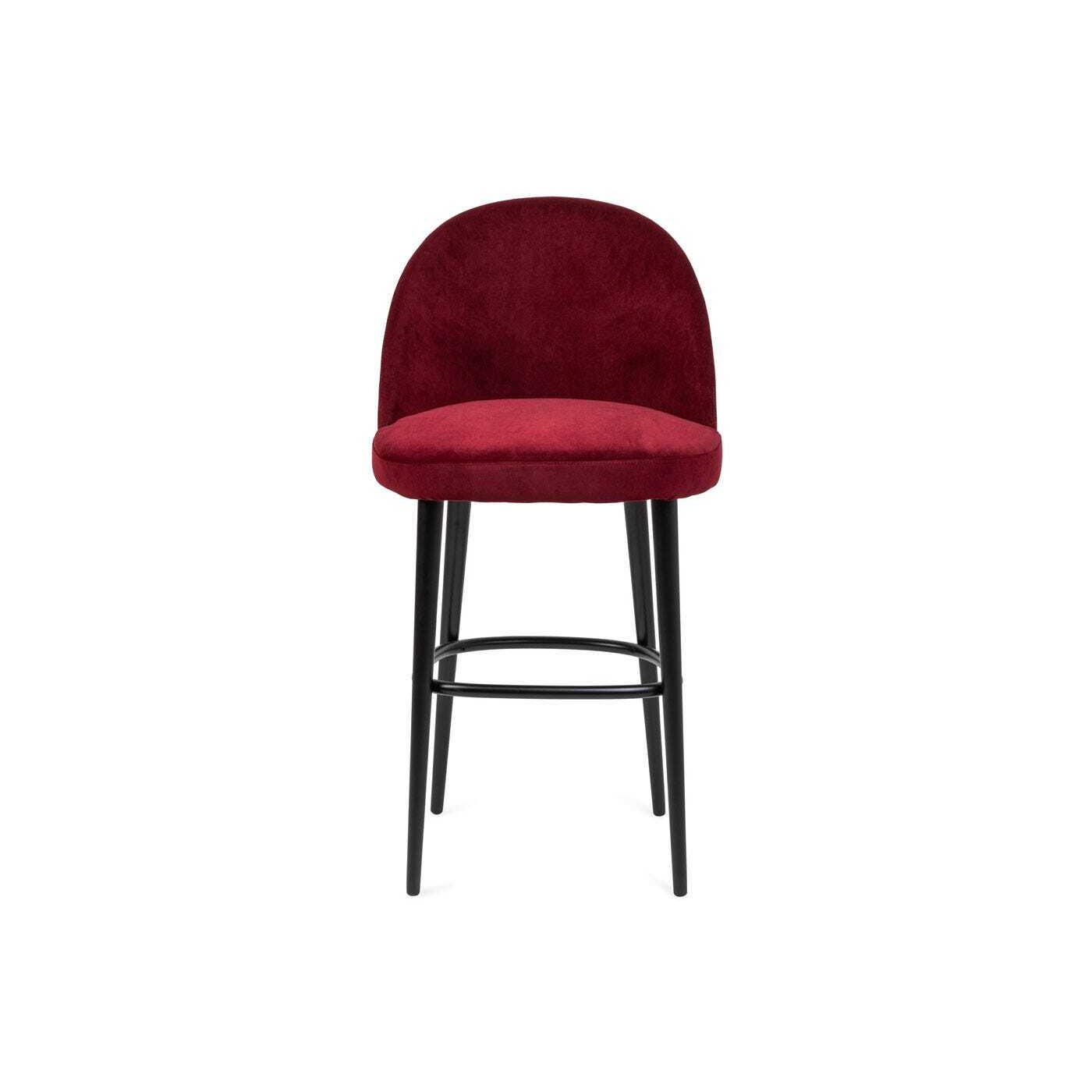 Heal's Austen Bar Stool Plush Velvet Asphalt Black Leg by Heal's