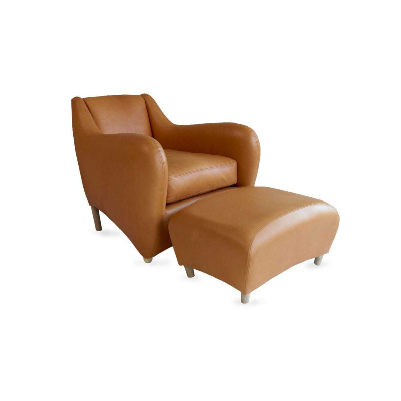 Scp Balzac Chair & Footstool Utah Russet Leather Natural Filling Heal