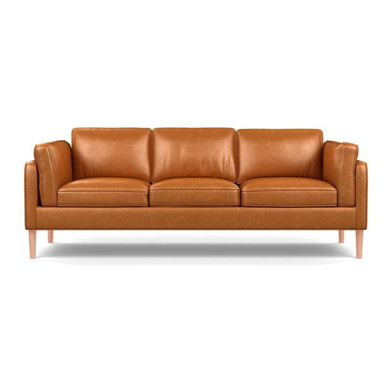 Heal's Sonno 4 Seater Leather Stonewash Toffee 277 Natural Feet Heal