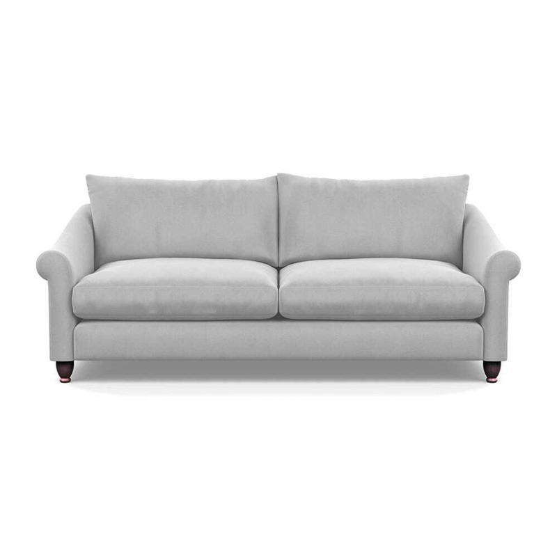 Heal's Devon 4 Seater Sofa Velvet Platinum Walnut Stained Feet Heal's