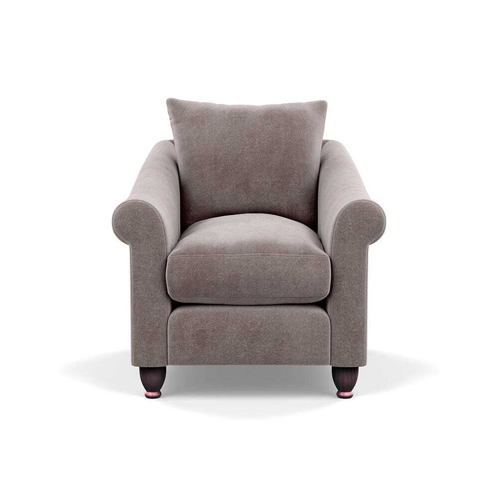 Heal's Devon Armchair Smart Luxe Velvet Mushroom Walnut Stained Feet by ...