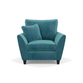 Heal's Torino Armchair Smart Luxe Velvet Airforce Blue Black Feet - Heal's UK Furniture