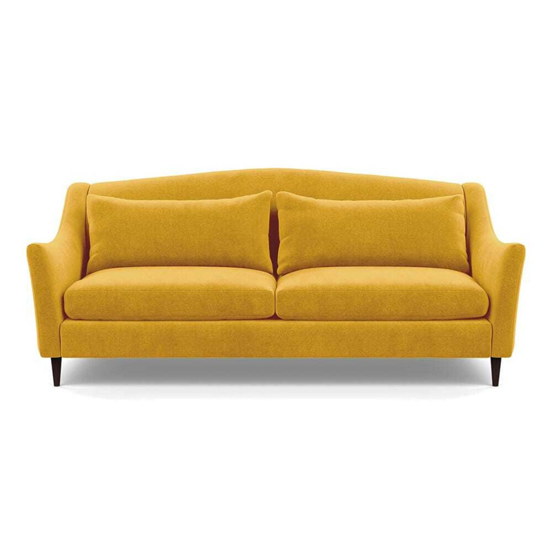 Heal's Somerset 4 Seater Sofa Smart Luxe Velvet Canary Walnut Stained