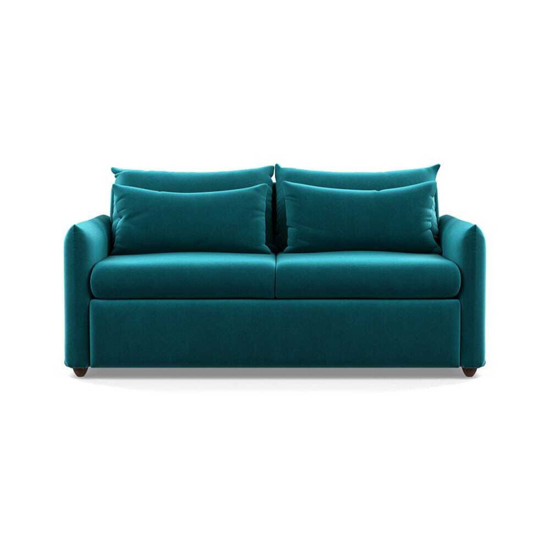 Heal's Pillow 3 Seater Sofa Smart Velvet Petrol Chestnut Stain Feet