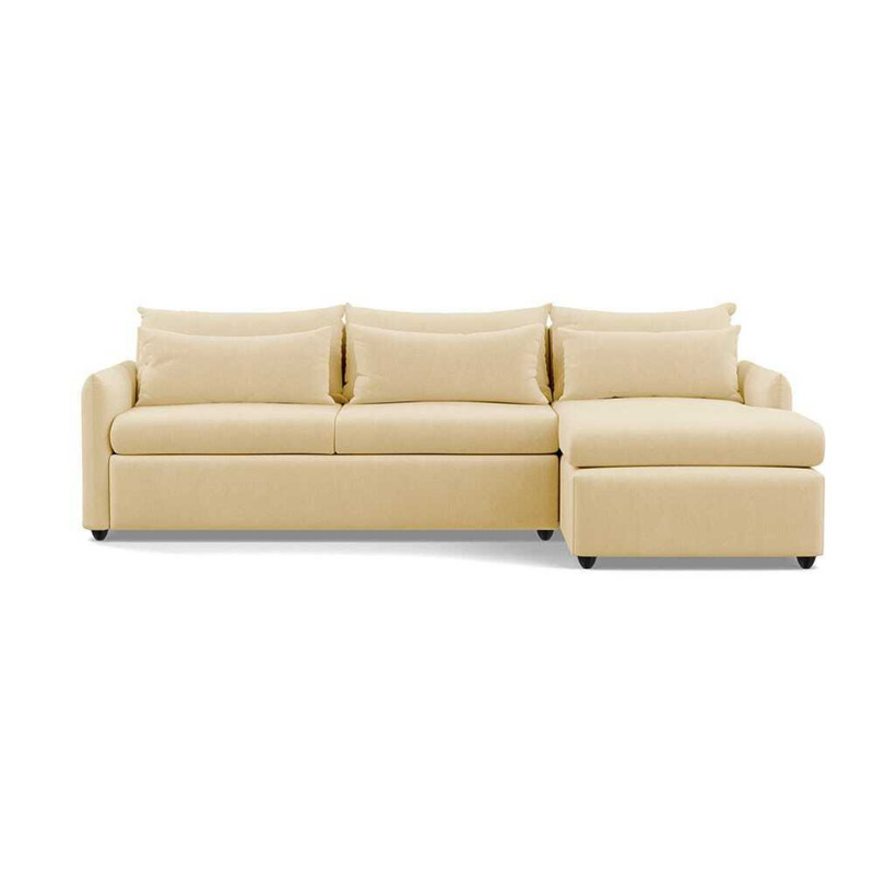 Heal's Pillow Large RHF Corner Chaise Sofa Smart Luxe Velvet Biscuit