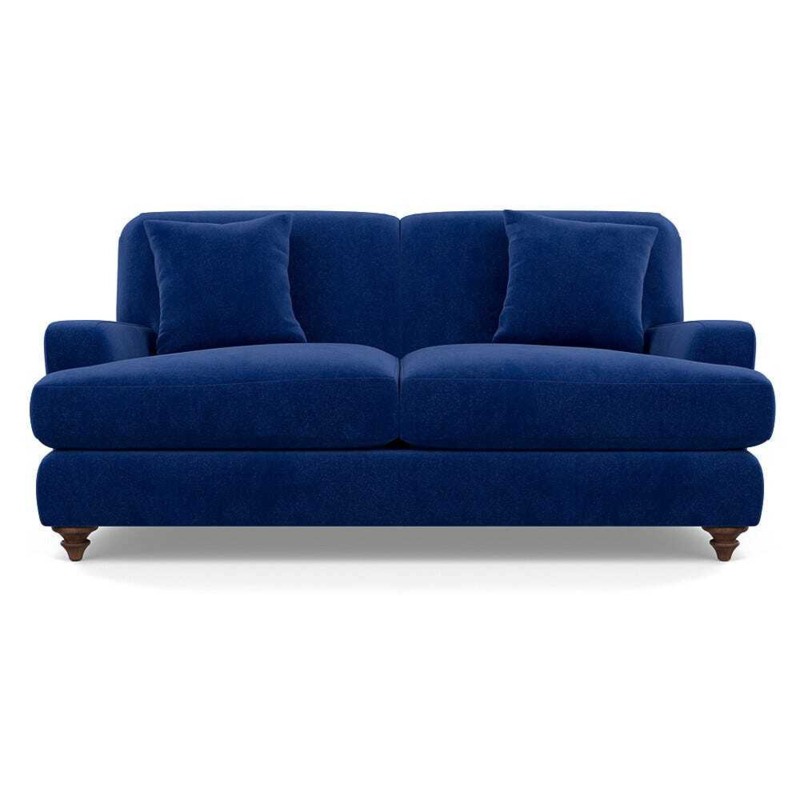 Heal's Hampstead 3 Seater Sofa Smart Luxe Velvet Azure Chestnut Stain