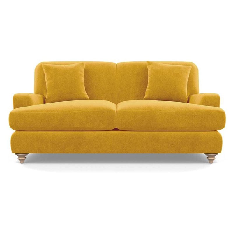 Heal's Hampstead 3 Seater Sofa Smart Luxe Velvet Canary Natural Feet