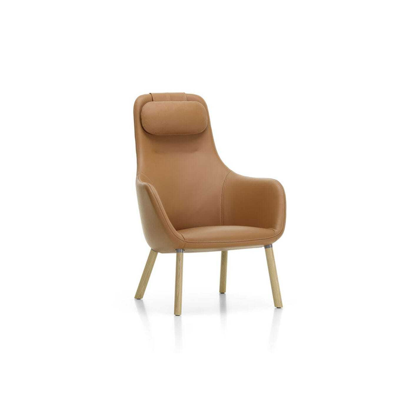Vitra Hal Lounge Chair, Cognac Leather Oak Legs Heal's UK Furniture