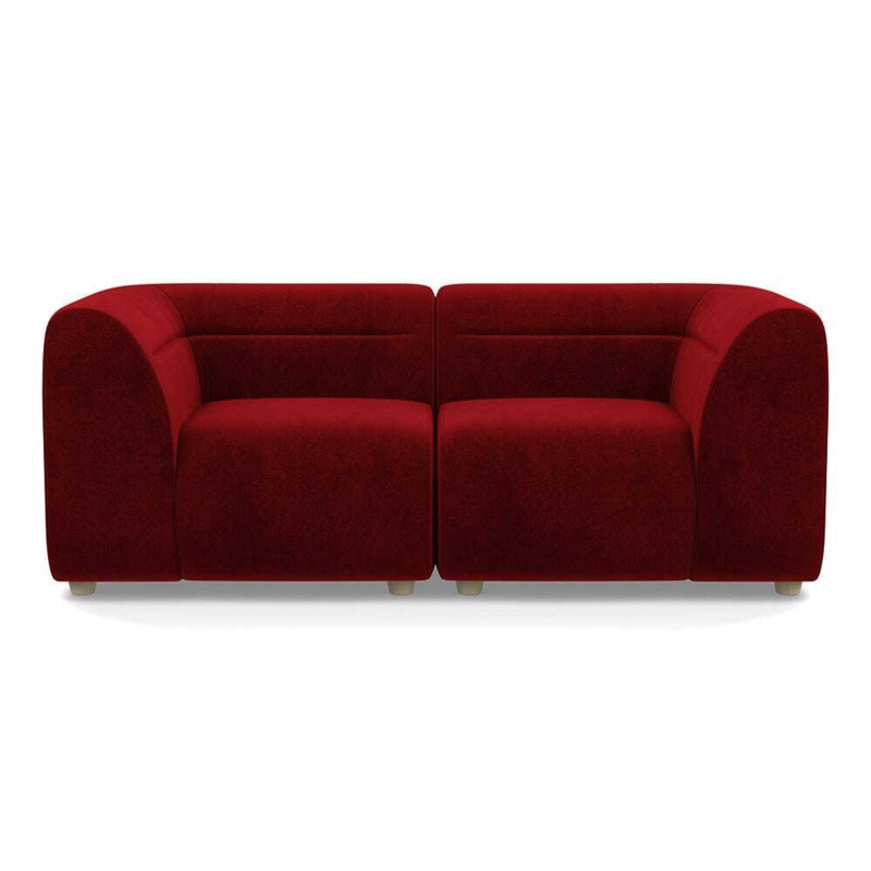 Heal's Lilli 2 Seater Sofa Smart Luxe Velvet Mulberry Natural Beech