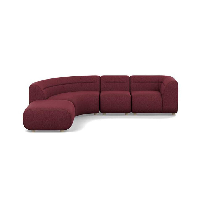 Heal's Lilli Left Hand Facing Curved Corner Sofa Smart Linen Mix Maroon