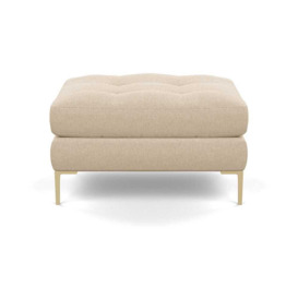 Heal's Eton Footstool Brushed Cotton Oat Brass Feet - Heal's UK Furniture